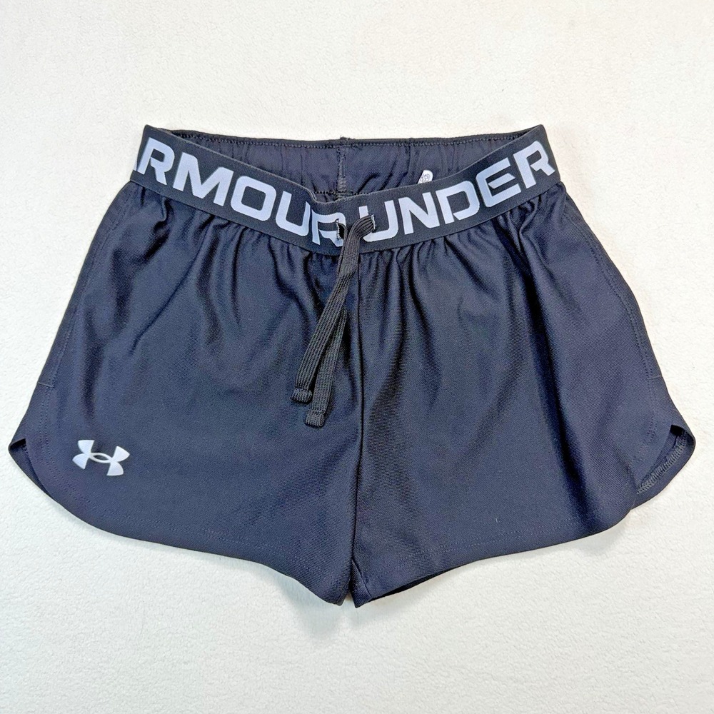 Girls Under Armour Shorts - Size Youth Medium Black Loose Heatgear